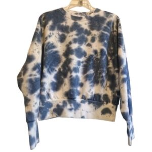 Old Navy Tie-Dye Sweatshirt Women’s M Blue White Crew‎ Pullover Cotton Blend...